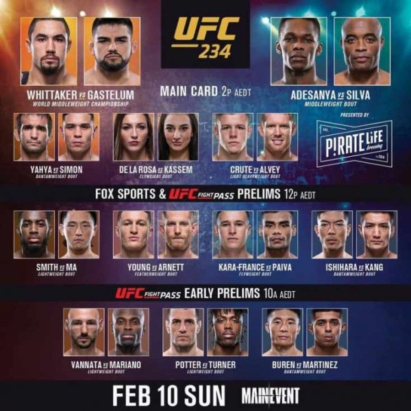UFC 234: прямая трансляция